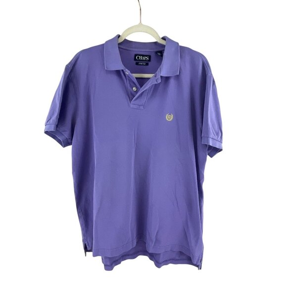 Chaps Mens Short Sleeve Polo Shirt L Purple Stretch Cotton Blend Casual Golf - Picture 1 of 8